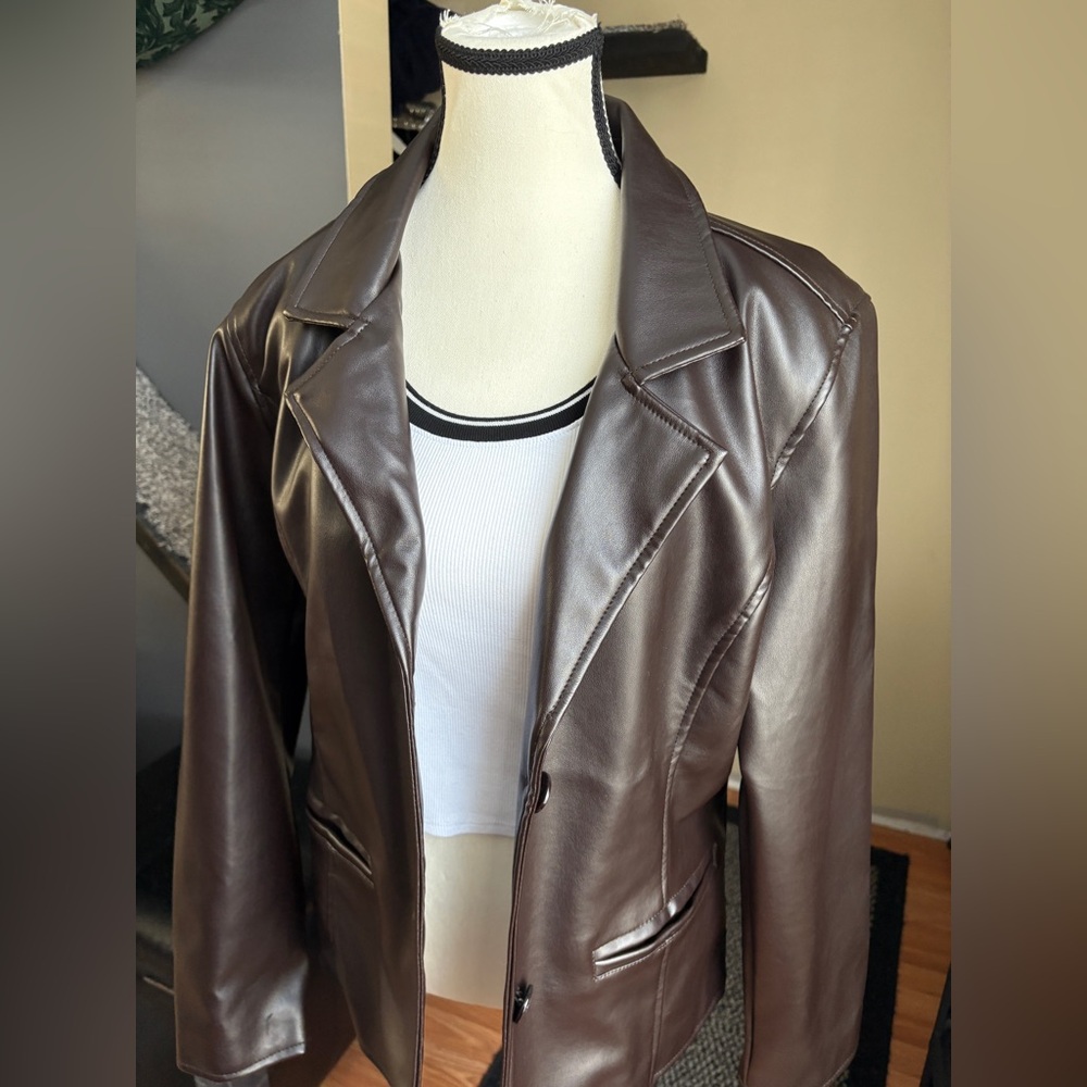 GA Milano Brown Leather Blazer